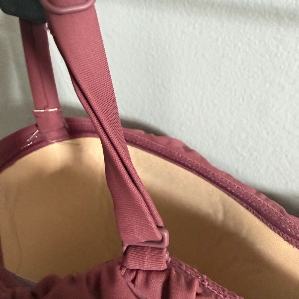 Kona Sol Mauve Scalloped One Piece Swimsuit Mauve Pink S New - Picture 4 of 7